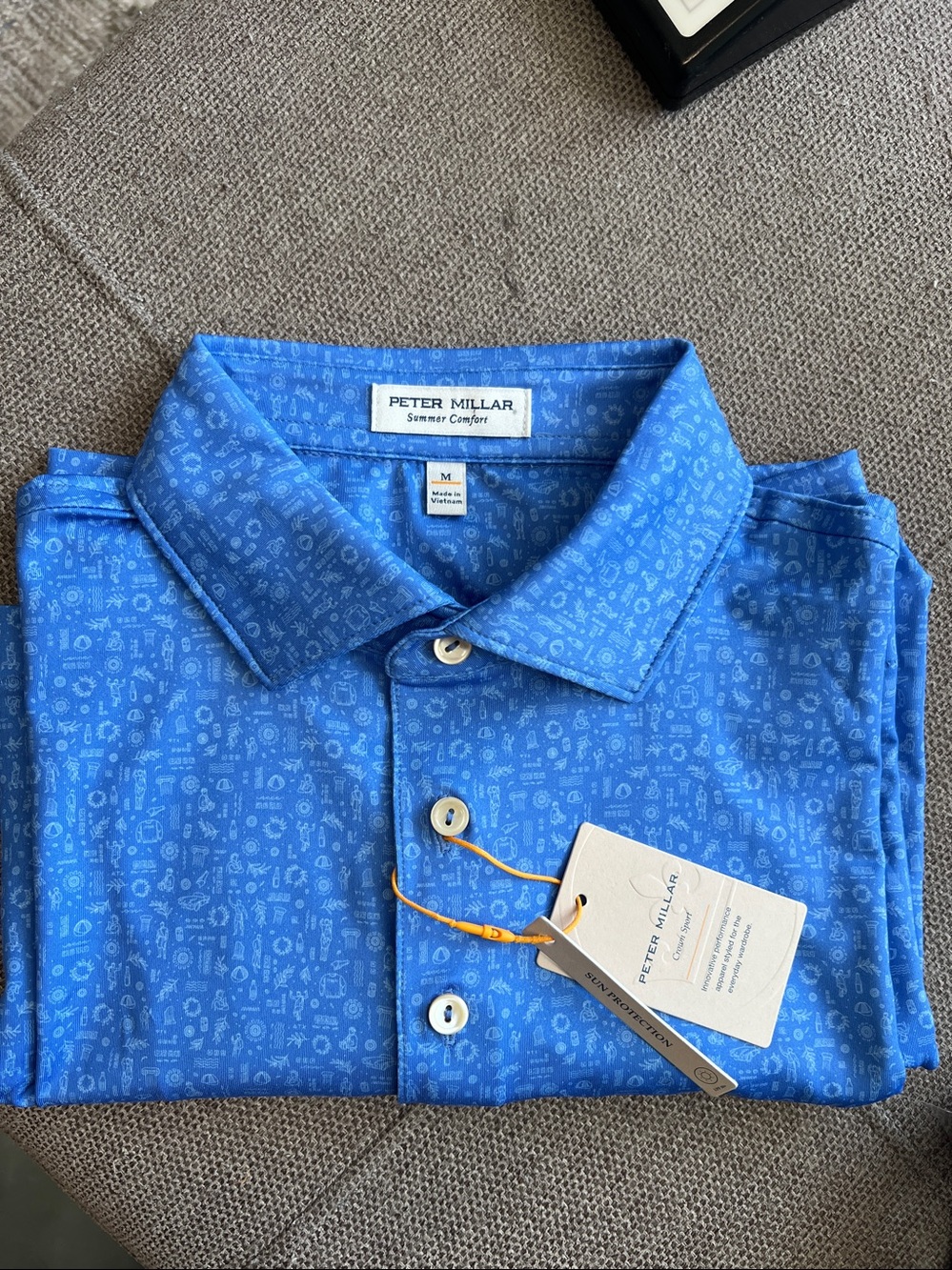 NWT Peter Millar Toga Party Performance Jersey Polo Shirt Blue Sea Medium - Picture 2 of 4